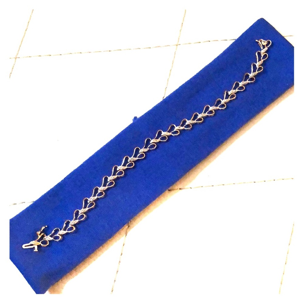 White and Yellow Gold and Diamond Heart Bracelet